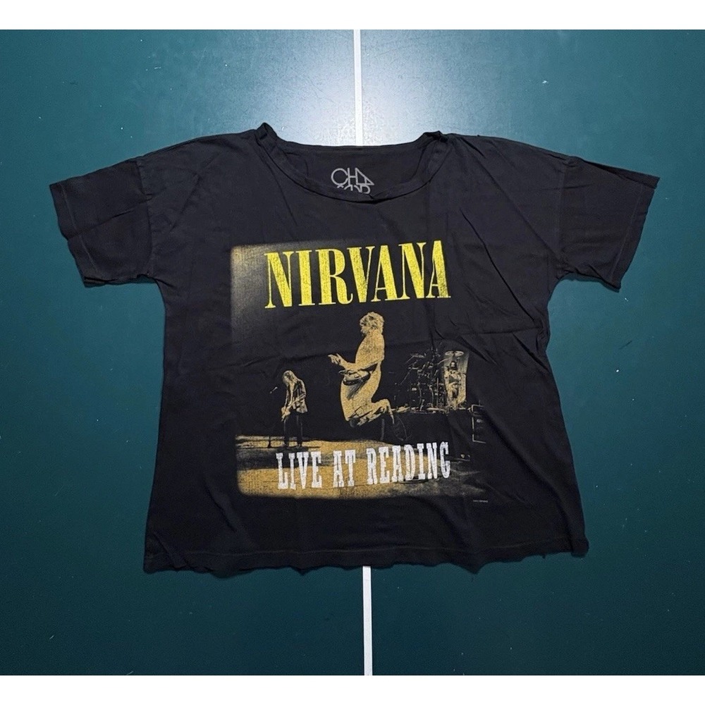 Nirvana T Shirt Adult Small Boxy Cropped Live at Reading Kurt Cobain Grunge Rock